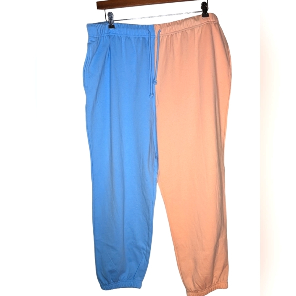 Flirititude half and half color block sweatpants joggers